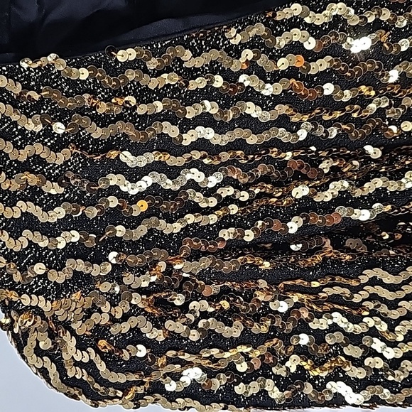 Barbara Chodos for Michael Marcella Gold Sequined+Black Taffeta Evening Jacket - Picture 5 of 17